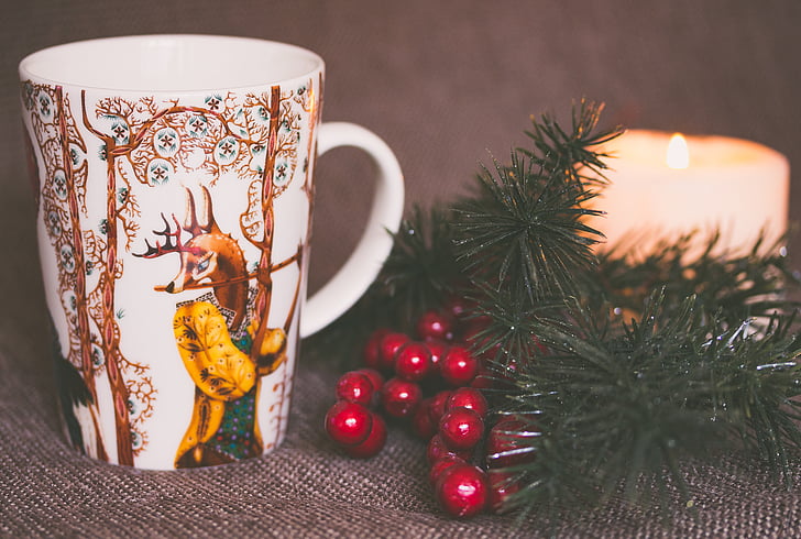 christmas, decorations, deer, home, mug, cup, decoration