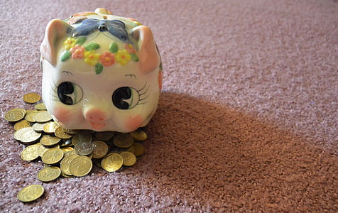 Piggy, rubel, Penny, kopek, mynt, Ryssland, handfull