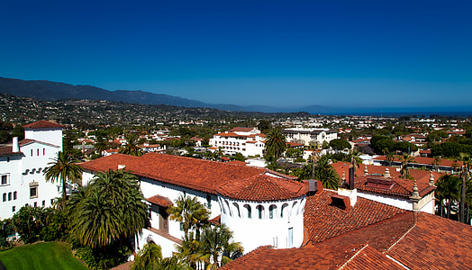 Санта-Барбара, Калифорния, город, города, цикл, крыши, вид