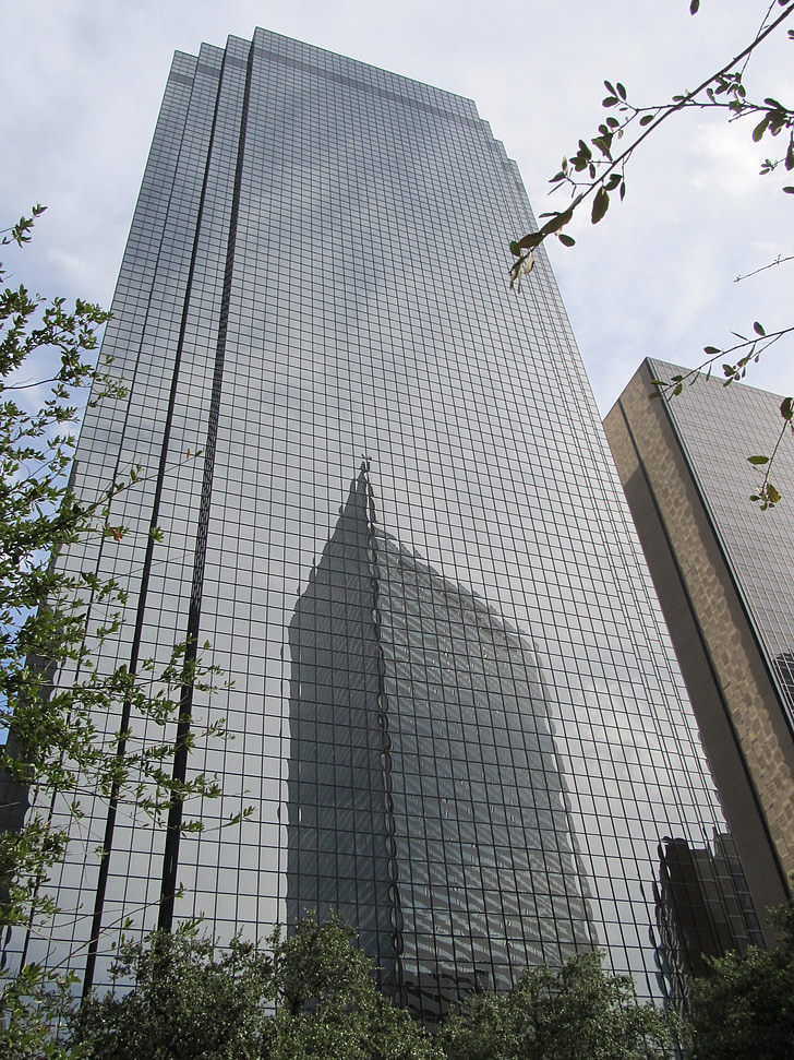 Corporate, skyskrapa, Windows, reflektion, byggnader, Downtown, Dallas