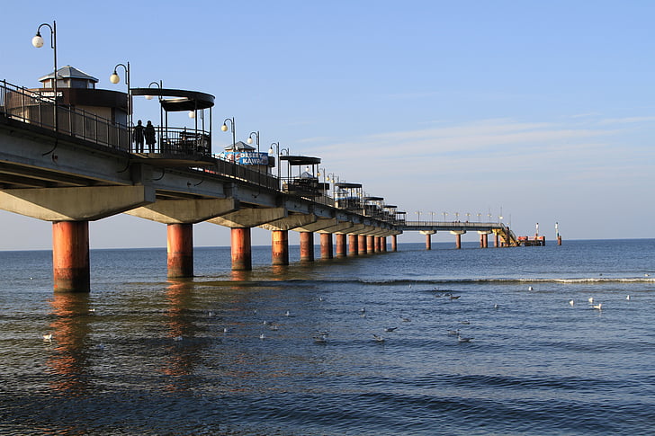 sea bridge, baltic sea, poland, sea, bridge