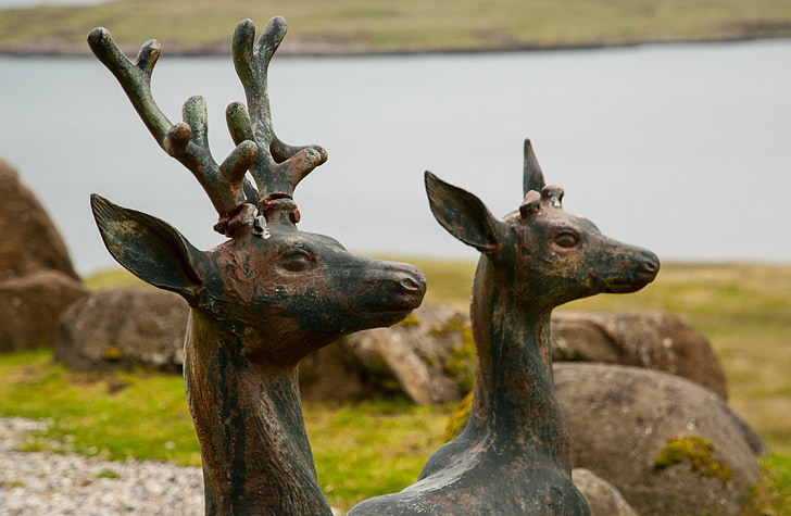 deer, brass, work of art, statue
