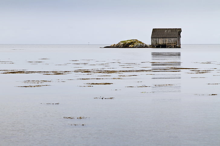boathouse, sea, sky, water, reflection, no people, nature