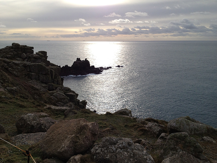 Cornwall, tenger, sziklás part, rock, víz, tengerpart, Lands end