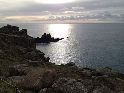 Cornwall, morje, skalnati obali, rock, vode, obala, konec Lands