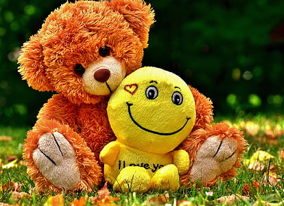 Teddy, Dễ thương, cười, Yêu, đồ chơi mềm, gấu bông, sang trọng