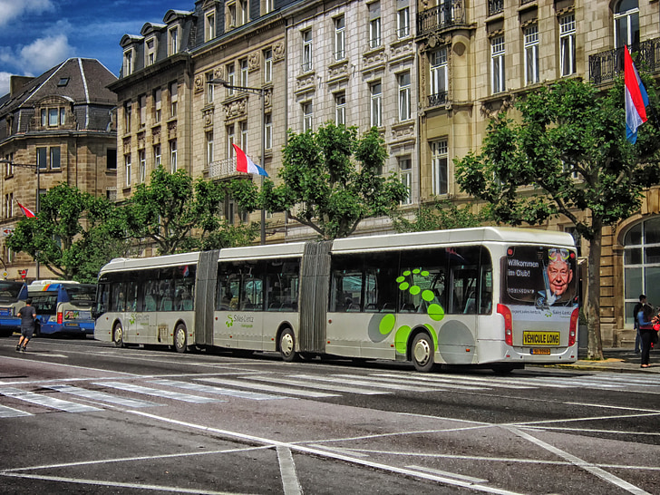 Λουξεμβούργο, πόλη, πόλεις, αστική, κτίρια, στο κέντρο της πόλης, λεωφορείο