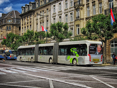 luxembourg, city, cities, urban, buildings, downtown, bus