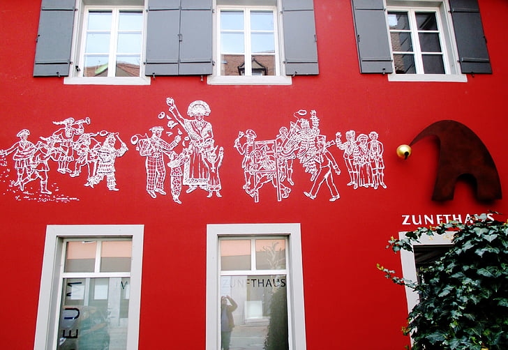 bangunan, rumah Guild, mural, perisai, kota tua, Radolfzell am bodensee, Jerman