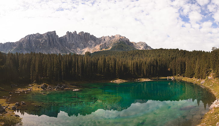natura, paesaggio, montagna, nuvole, cielo, erba, campo