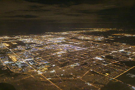 Toronto, Flug, Stadt, Lichter der Stadt, Stadtbild, Kanada, Vogelperspektive