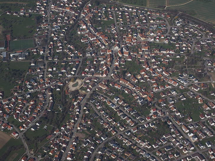 luftbildaufnahme, huizen, plaats, dorp, Schlierbach, Luchtfoto, stadsgezicht