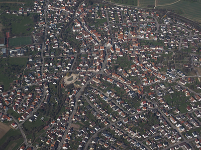 luftbildaufnahme, домове, място, село, schlierbach, Въздушна снимка, градски пейзаж