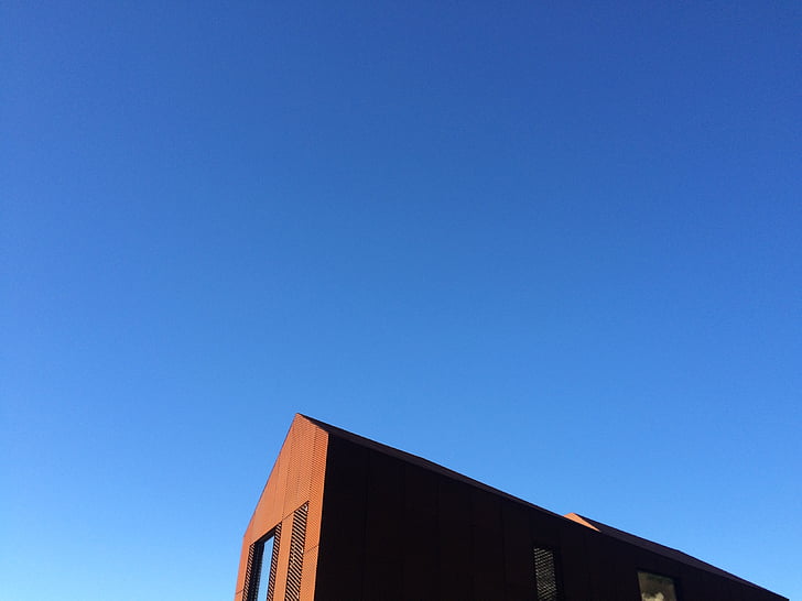 ēka, debesis, zilās debesis, zilas debesis, būvētas struktūru, ēkas ārpusi, skaidrs, ka debesis