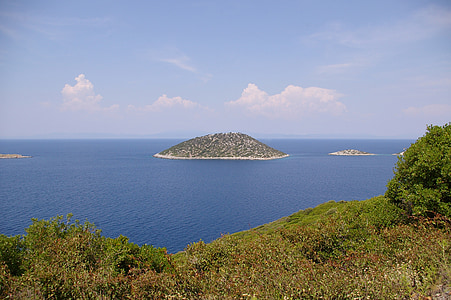 samos, greece, holiday, sea, beach, sky, clouds