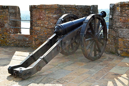 Cannon, Mont orgueil castle, Gorey, Jersey, Kanalöarna, försvar, vapen
