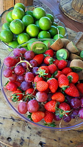 buah, buah-buahan, Kiwi, lemon, stroberi, makan sehat, makanan dan minuman