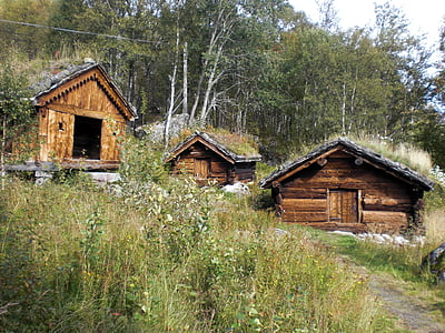 Norvège, nature, Scandinavie, vacances, cabane en bois rond, Hut, hangar