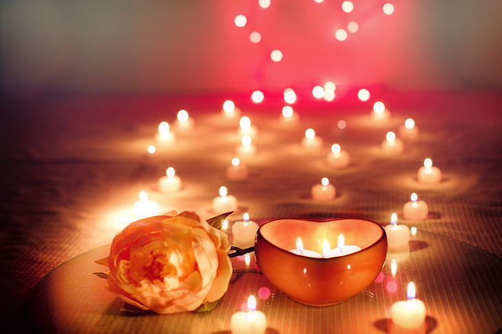 svíčky, Valentýna, den svatého Valentýna, zapálil svíčky, záře, Romantika, Romantický