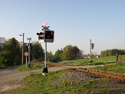 faixa, travessia, passagem de trem, linha férrea, estrada de ferro