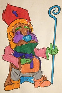tekening, Sint Nicolaas, kleuren, kwekerij, Sint nicolaas