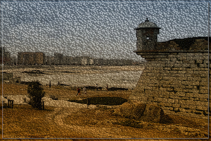 defensive wall, old wall, turret, figure, mood, fortress, belem