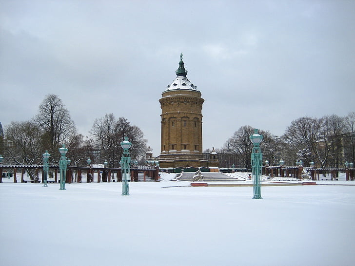 mannheim, water tower, germany, places of interest, historically, building, architecture