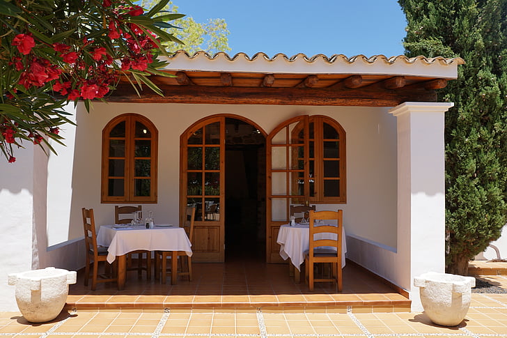 Ibiza, Santa gertrudis, Restauracja, jeść, Architektura, stół