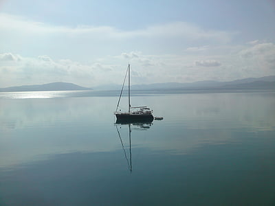 Yelkenli, Gera Körfezi, Lesvos, Yunanistan, deniz gemi, doğa, Göl