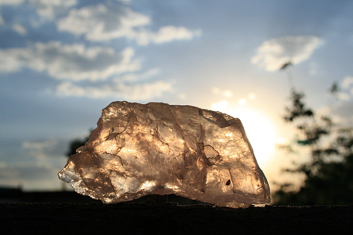quartz, rose, stone, semi-precious, translucent, glowing, sunset