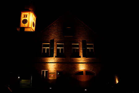 здание, Церковь, ночь, Темный, настроение, Архитектура, Шпиль