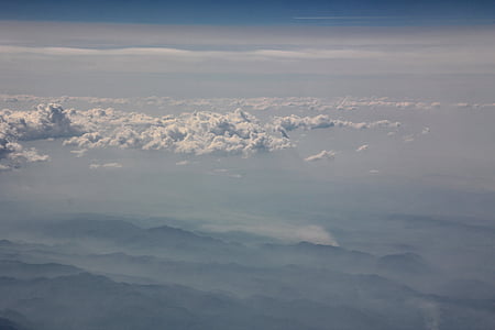 clouds, mountains, sky, white, overview, nature, airplane
