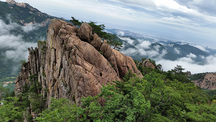 MT seoraksan, berg, Rock, natuur, Republiek korea, wolken en bergen, Gangwon-do
