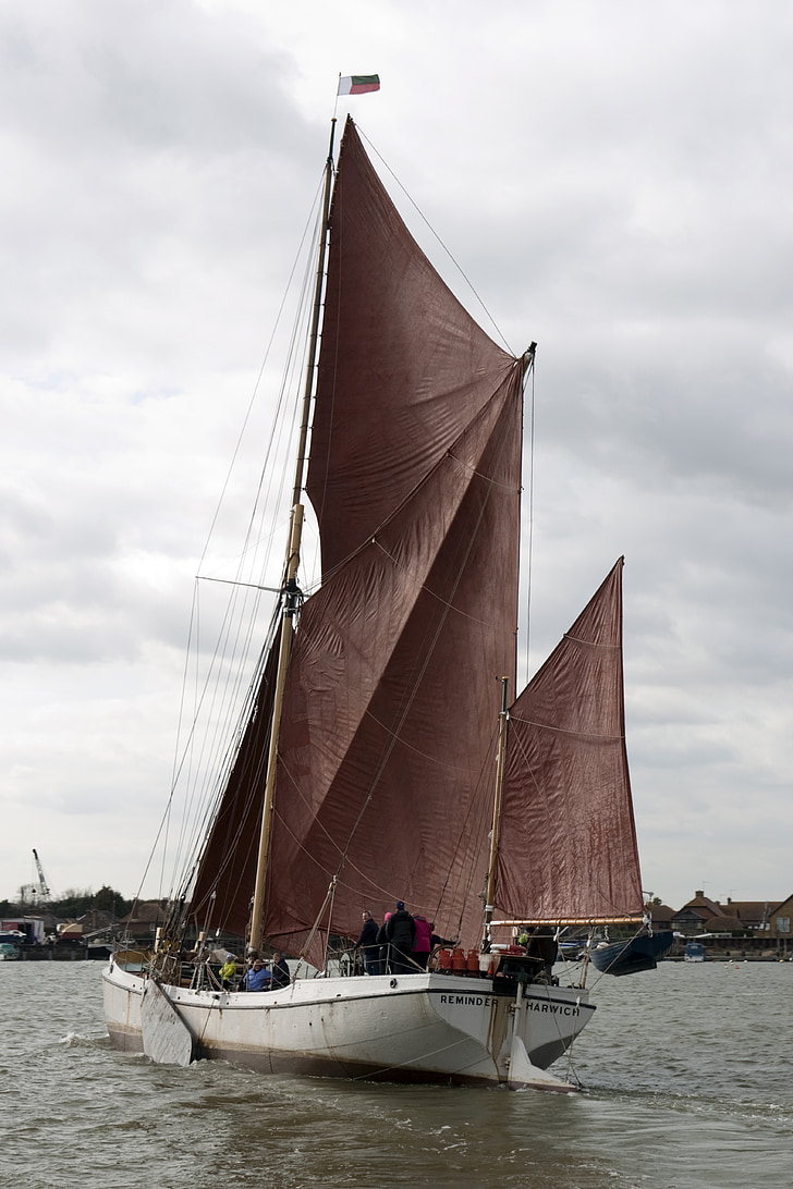 zeilen, zeilboot, boot, Thames, kolen barge, volledige zeil, rood