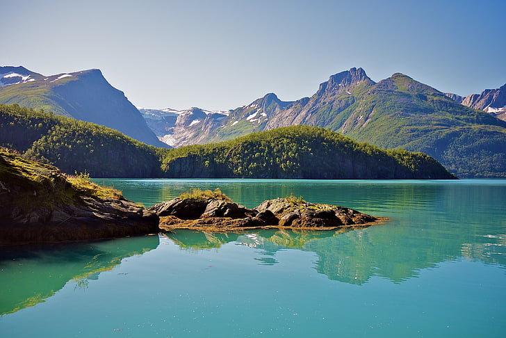 fjord, norway, sea, water, scenic, sky, rocks