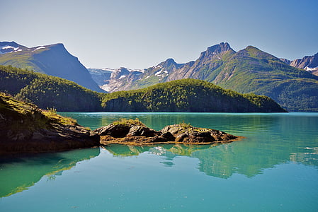 Fjord, Norwegia, laut, air, indah, langit, batu