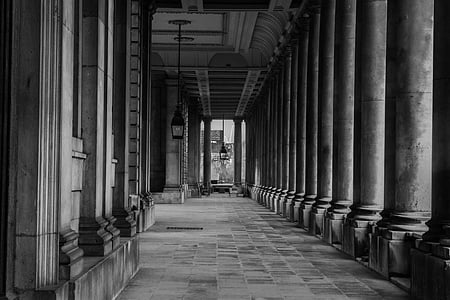 columns, rhythm, architecture, black And White, architectural Column