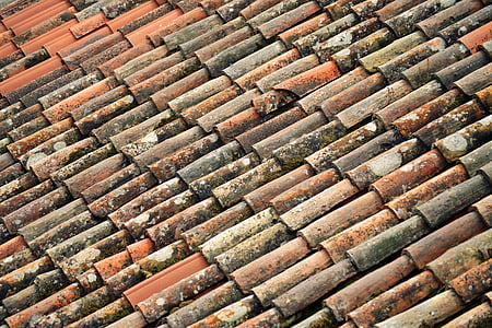 Italiano, telhado, telhas, cerâmica, argila, arquitetura, velho