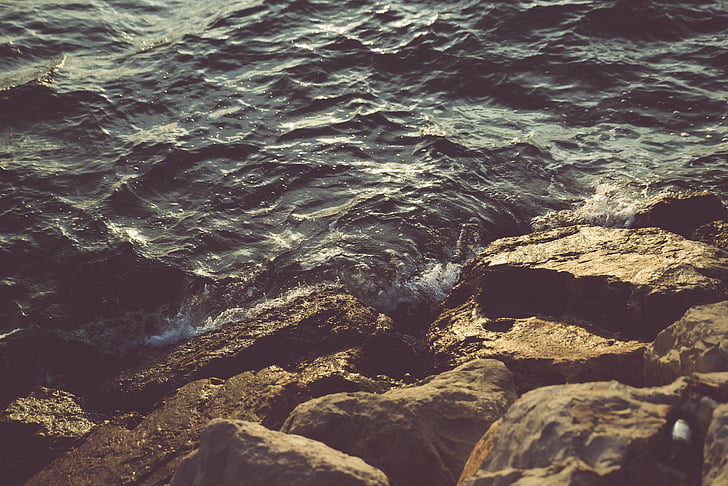 acqua, rocce, oceano, mare, onde, natura, Ripples