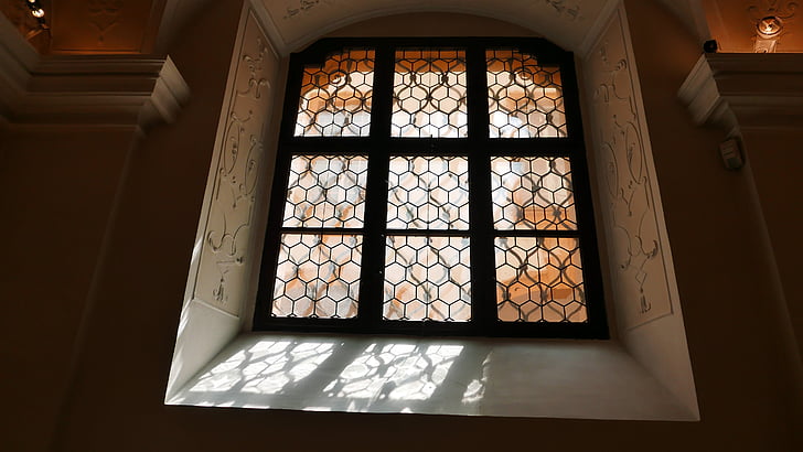fenêtre de, vitrail, rétro-éclairage, ombre, Église
