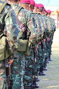 vojske, prikrivanje, skupina, pištole, vojaški, vojaški uniformi, vojaki