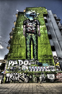 grafiti, pastatas, HDR, Graikija, betono, miesto, Miestas
