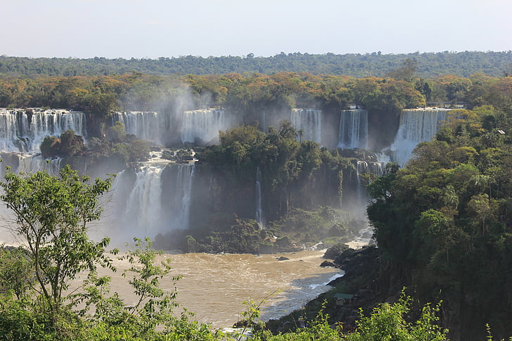 vandfald, Iguazu, Iguaçu, faldet, vand, landskab, Brasiltræ