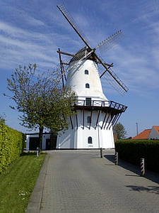 mill, windmill, kolding, denmark, wind, coast, north sea