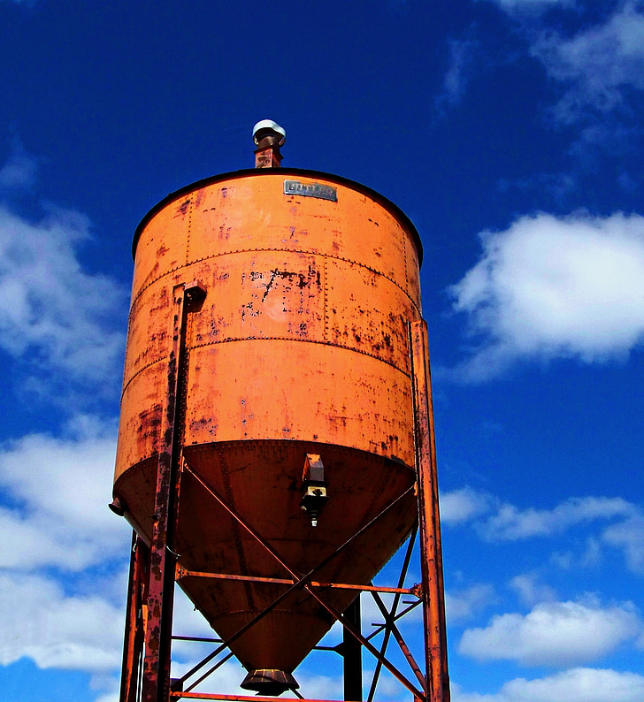 water tower, industry, orange, tower, tall, rust, iron