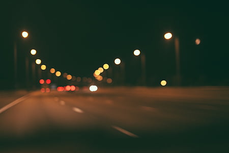 carretera, carrer, llums, nit, l'autopista, nit, fosc