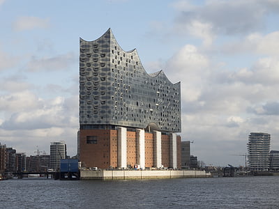 Hamburg, landmärke, Elbe philharmonic hall, Hanseatic stad, Tyskland, hamn, hamnstaden