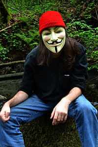 tvár, maska, v ako Vendeta, anonymný, červená čiapka