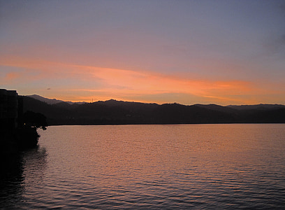 kivu-tó, víz, gát, tó, nagy, Afrika, Napkelte