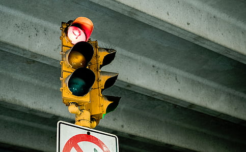 标志, 红绿灯, 绿色, 黄色, 城市, 交通, 路标